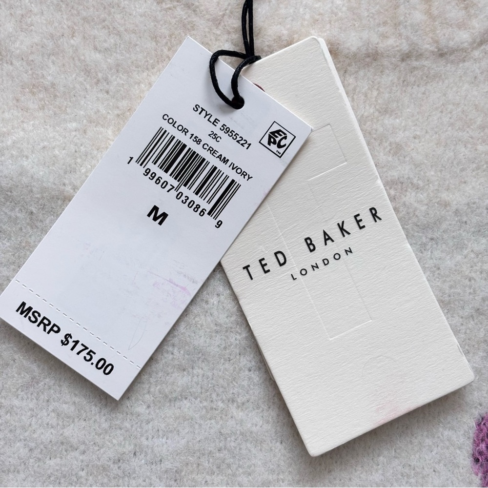 TED BAKER Cream Ivory Long Sleeve Floral Jacquard Sweater--NWT--M - Picture 10 of 16